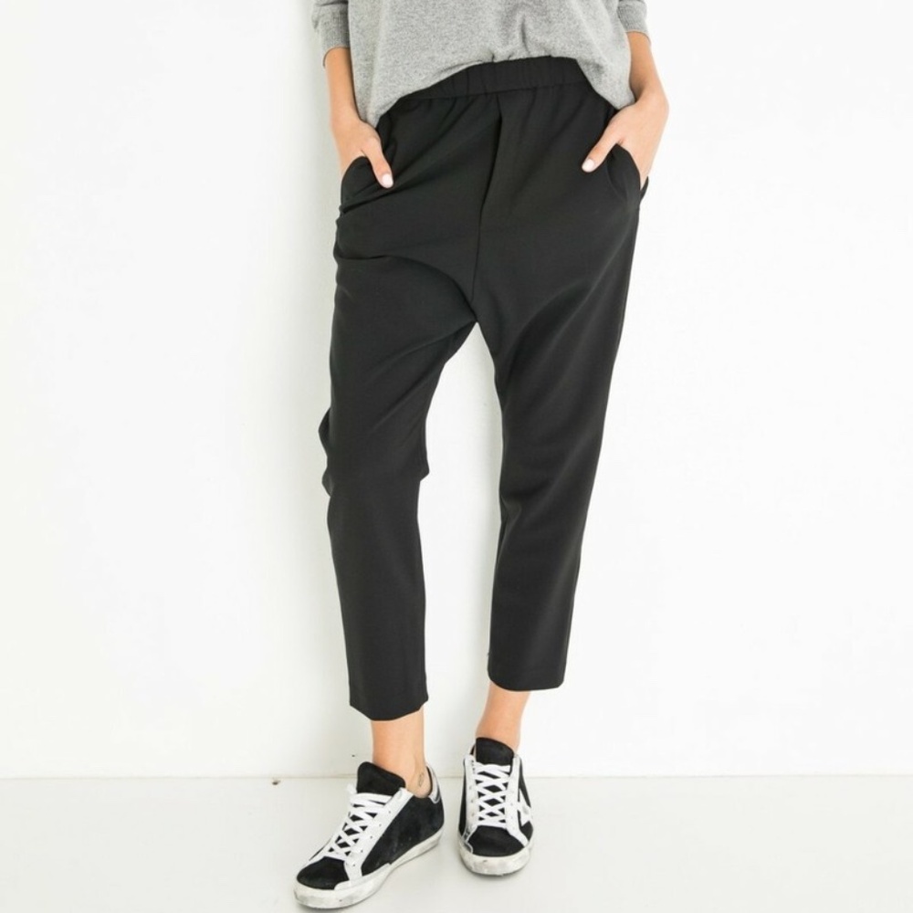 COMRAGS Black Drop Crotch Harem-Style Pants M